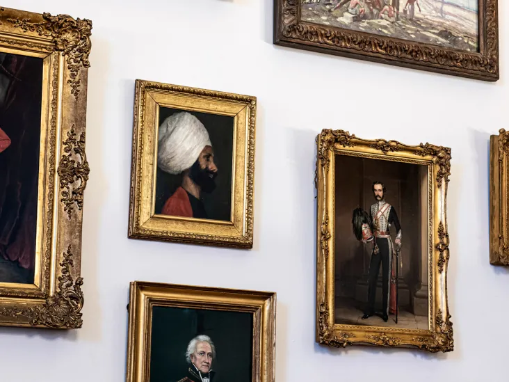 Portraits on display in the Indian Army Memorial Room, Sandhurst