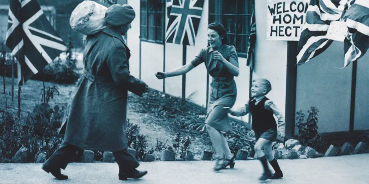 Detail from a commemorative poster to mark the 50th anniversary of VE/VJ Day, 1995