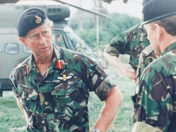 Prince Charles visiting the Queen’s Dragoon Guards in Kosovo, 1999
