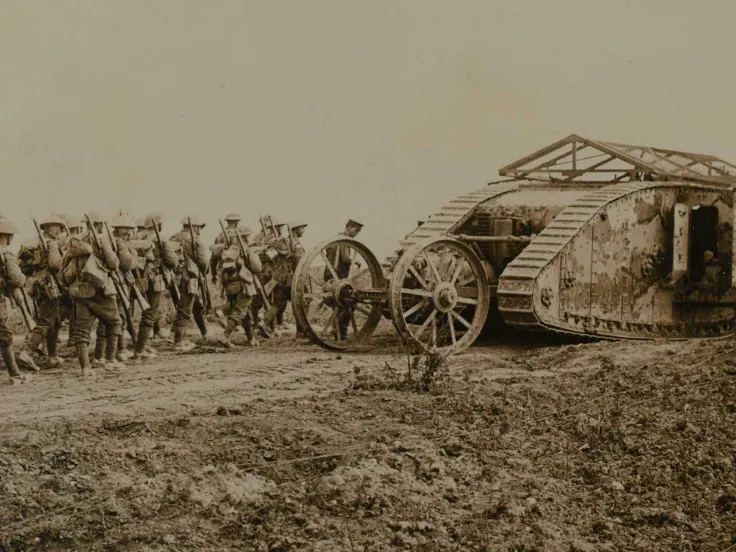 Mark I tank C19 in Chimpanzee Valley during the Battle of Flers Courcelette, 1916