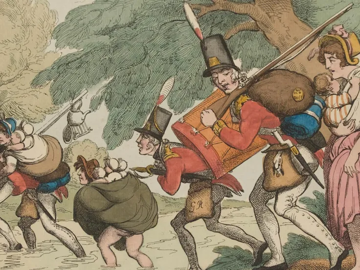 Soldiers and women on a march, 1811