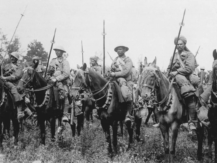 Indian cavalry await the order to advance on the Somme, 14 July 1916