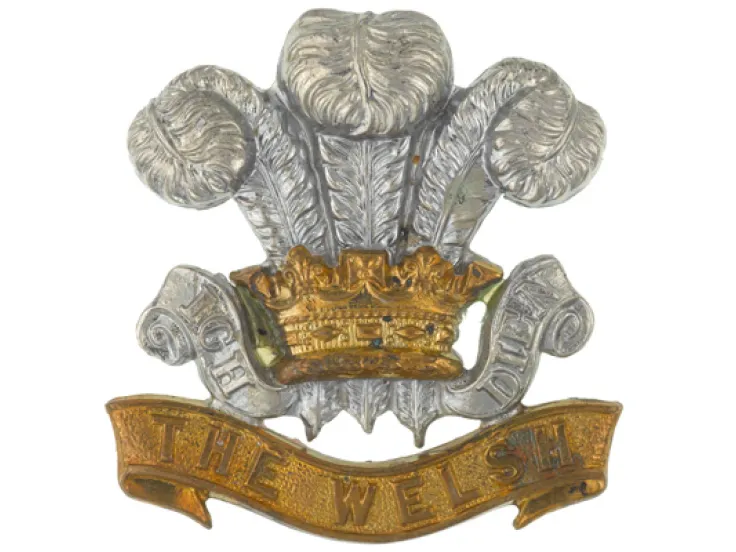Other ranks’ cap badge, worn by Sergeant R Williams, The Welsh Regiment, c1900
