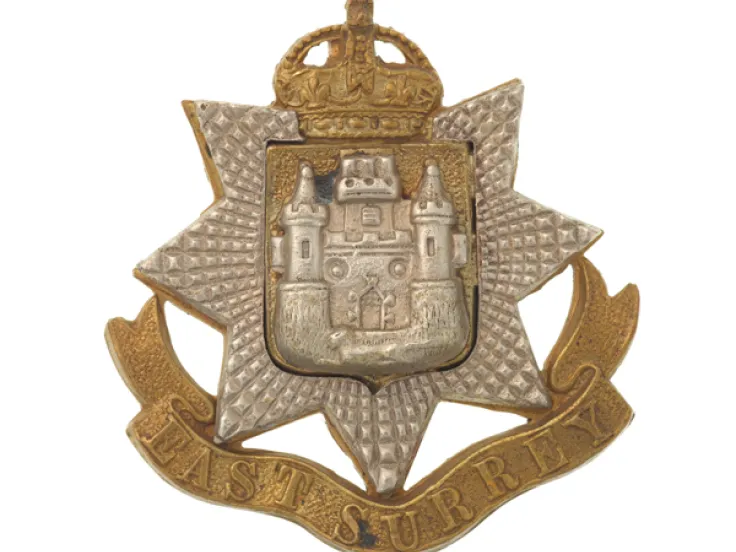 Other ranks' cap badge, The East Surrey Regiment, c1914