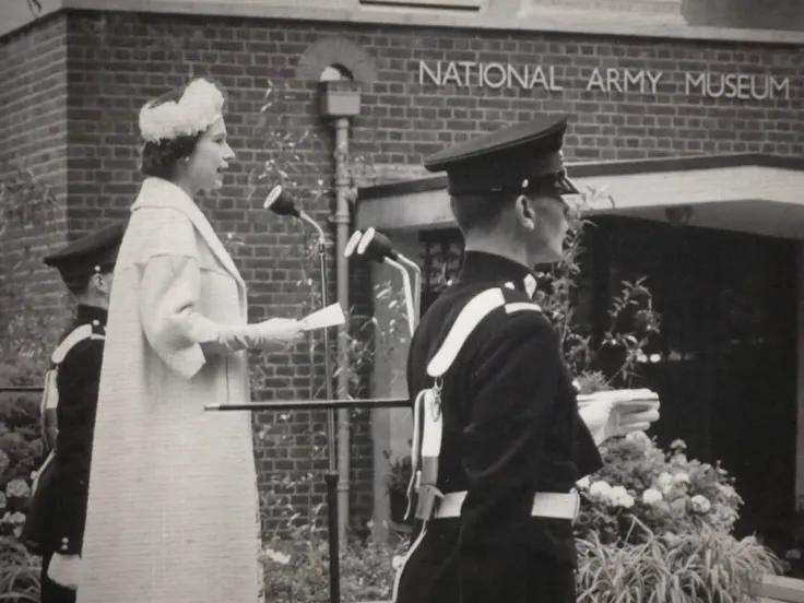 HM The Queen opening the National Army Museum at Sandhurst, July 1960