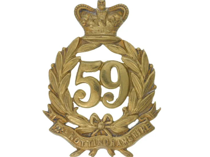 Glengarry badge, other ranks, 59th (2nd Nottinghamshire) Regiment of Foot, c1874