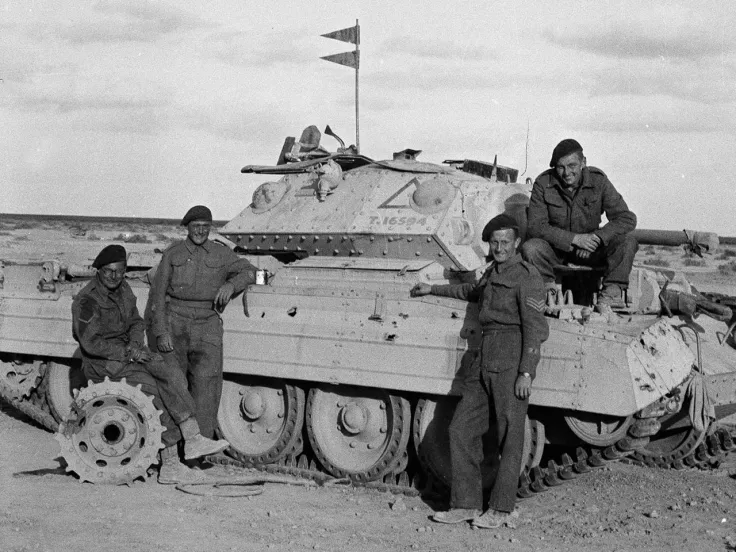 3rd County of London Crusader tank and crew, Libya, 1941