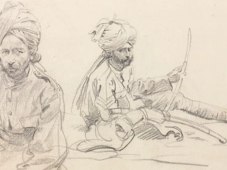 Two soldiers of the 15th Lancers (Cureton’s Multanis) sitting on the ground, 1915