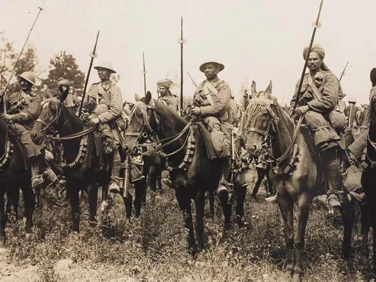 Indian cavalry await the order to advance on the Somme, 14 July 1916
