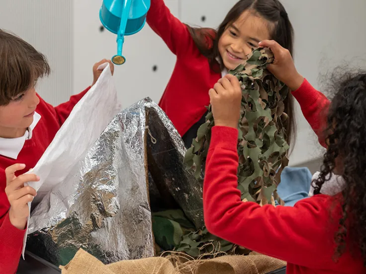 School children taking part in a weather workshop