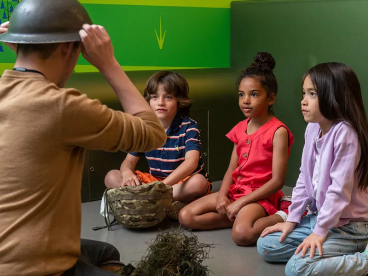 Children taking part in a Play Base workshop at the National Army Museum