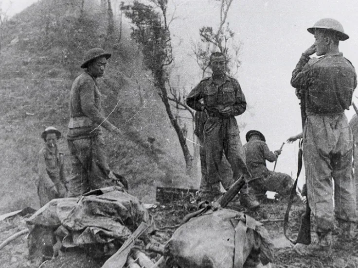 Gurkhas resting during the Imphal-Kohima battle, 1944