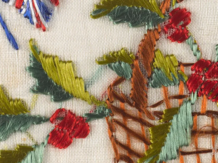 Detail from an embroidered Christmas postcard, 1916