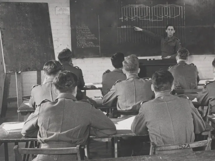Cadets attend a lecture at Sandhurst, c1960