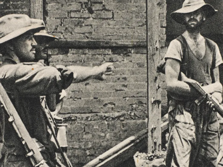 Brigadier Mike Calvert giving orders during the Chindits’ capture of Mogaung, Burma, June 1944