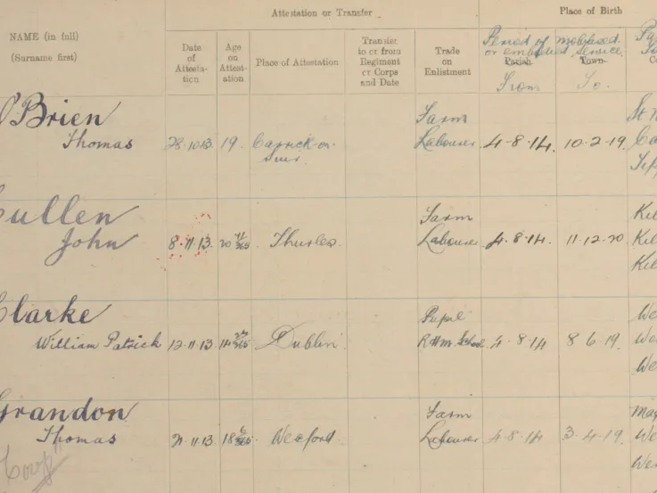Records of regiments disbanded after the Irish War of Independence go online