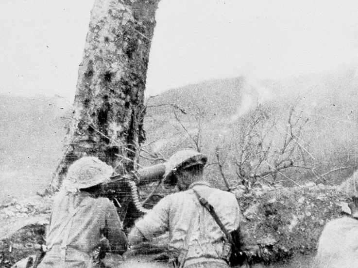 Gurkhas open fire during an attack near Palel, April 1944