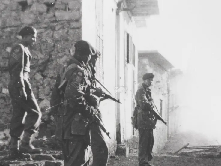 3rd Battalion The Parachute Regiment searching for snipers in Gaynaeim village, 1951