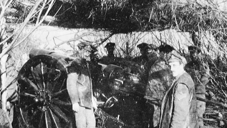 A six-inch howitzer of 127th Siege Battery, Royal Artillery, Salonika, 1917