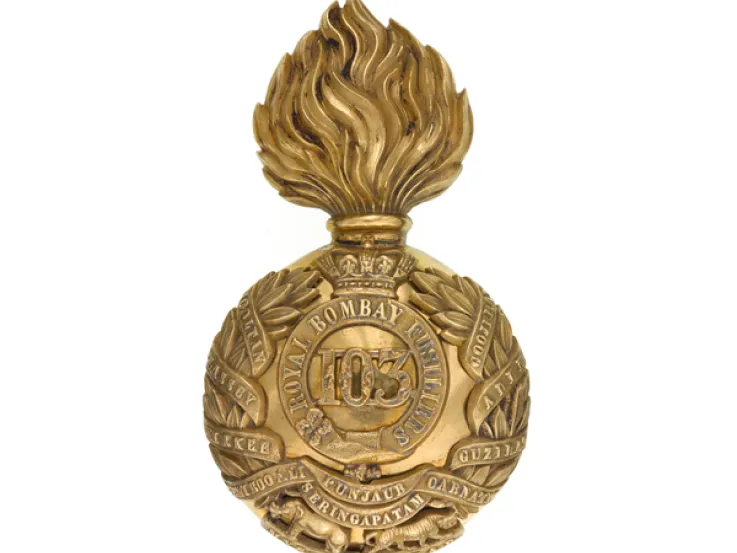 Bearskin badge, 103rd Regiment of Foot (Royal Bombay Fusiliers), c1869