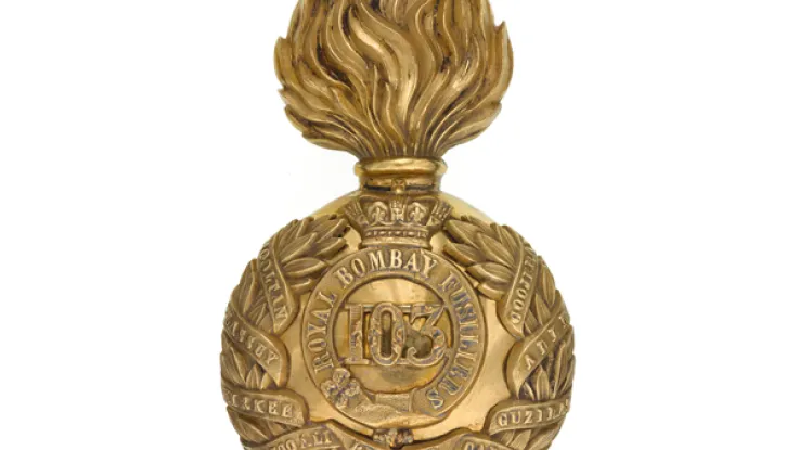 Bearskin badge, 103rd Regiment of Foot (Royal Bombay Fusiliers), c1869