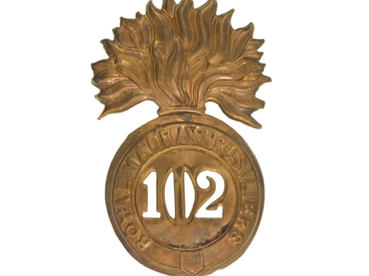 Glengarry badge, 102nd Regiment of Foot (Royal Madras Fusiliers), c1874