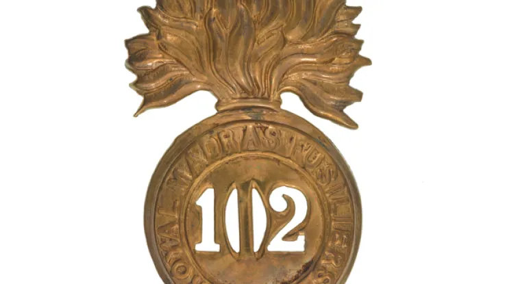 Glengarry badge, 102nd Regiment of Foot (Royal Madras Fusiliers), c1874