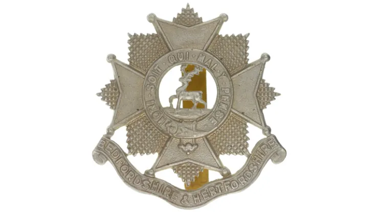 Other ranks’ cap badge, The Bedfordshire and Hertfordshire Regiment, c1924-c1958