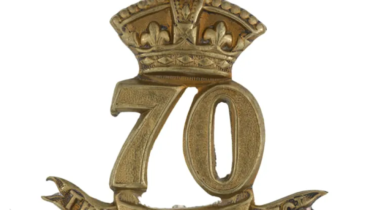 Other ranks' glengarry badge, 70th (Surrey) Regiment of Foot, c1874