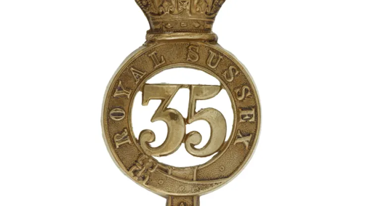 Glengarry badge, 35th (Royal Sussex) Regiment of Foot, c1874