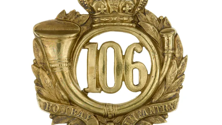 Glengarry badge, 106th Regiment of Foot (Bombay Light Infantry), c1874