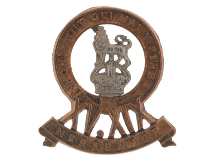 Cap badge, 15th/19th Hussars, c1922
