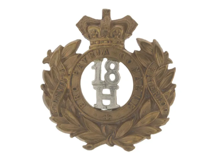Cap badge, other ranks, 18th Hussars, c1900