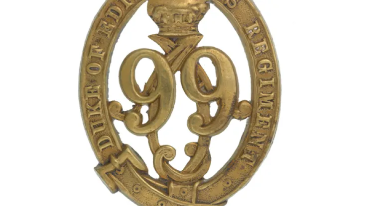 Glengarry badge, other ranks, 99th (Duke of Edinburgh's) Regiment of Foot, c1875