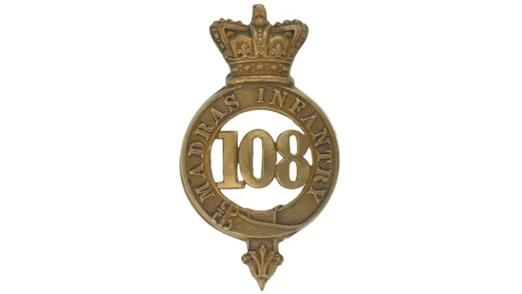 Glengarry badge, 108th Regiment of Foot (Madras Infantry), c1874