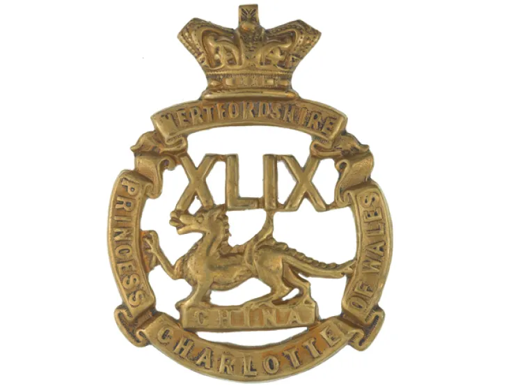 Glengarry badge, 49th (Princess Charlotte of Wales's) (or Hertfordshire) Regiment, c1874