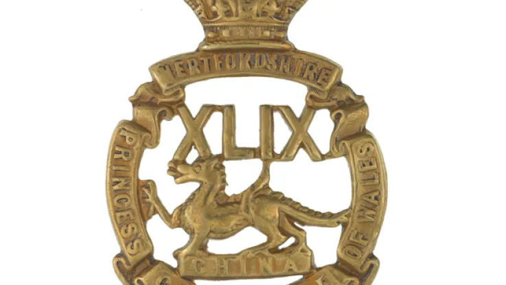 Glengarry badge, 49th (Princess Charlotte of Wales's) (or Hertfordshire) Regiment, c1874