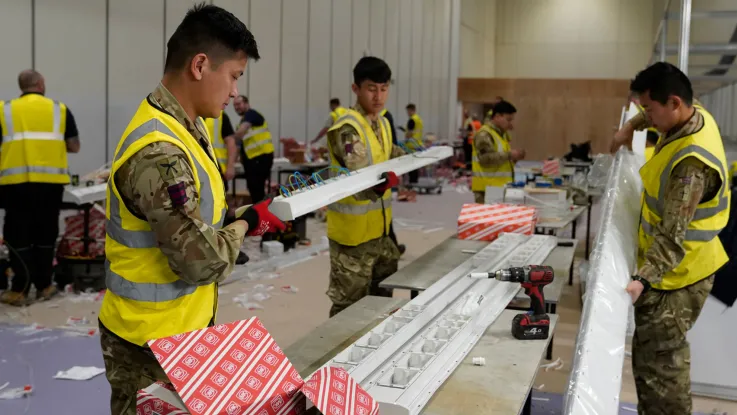 The Queen's Gurkha Regiment assist with the construction of NHS Nightingale, 2020