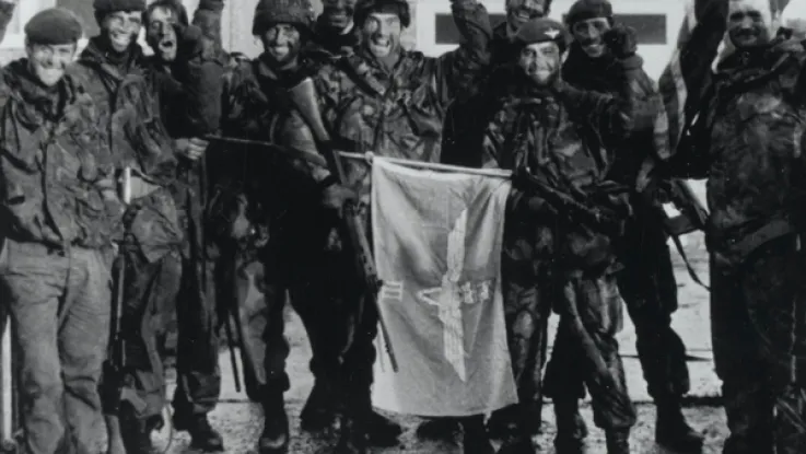 Members of 3 Para celebrate victory, 1982