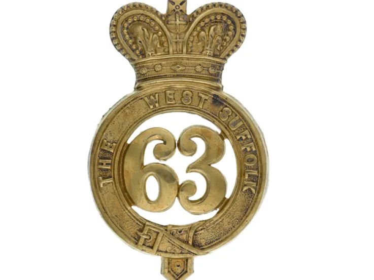 Other ranks' glengarry badge, 63rd (West Suffolk) Regiment, c1874