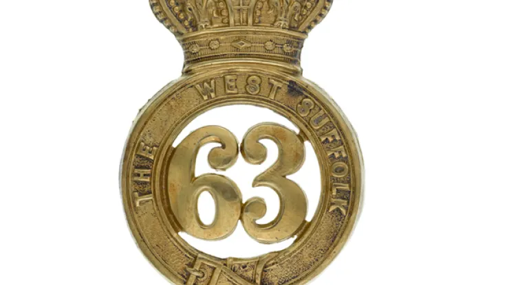 Other ranks' glengarry badge, 63rd (West Suffolk) Regiment, c1874