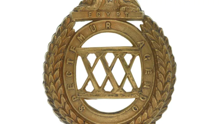 Glengarry badge, 30th (Cambridgeshire) Regiment of Foot, c1874