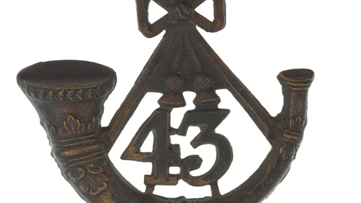 Cap badge, 43rd Light Infantry, c1871