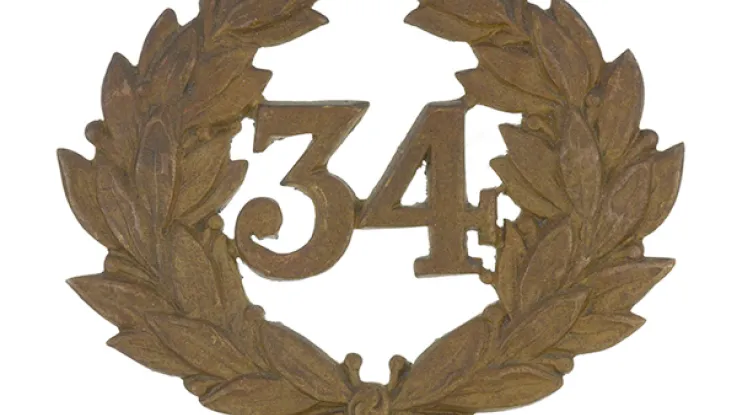 Other ranks' cap badge, 34th (Cumberland) Regiment of Foot, c1876