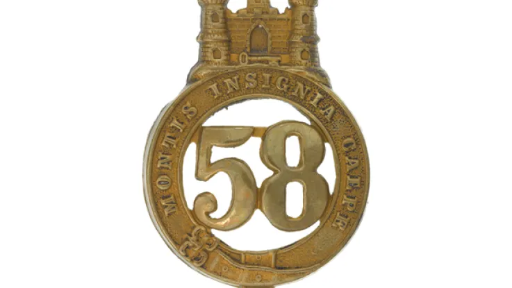 Glengarry badge, 58th (Rutlandshire) Regiment of Foot, c1874