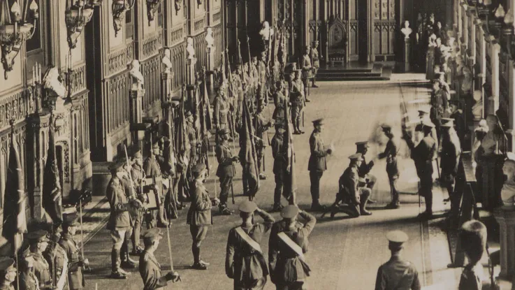 The reception of the Colours of the disbanded Irish regiments, Windsor Castle, 1922