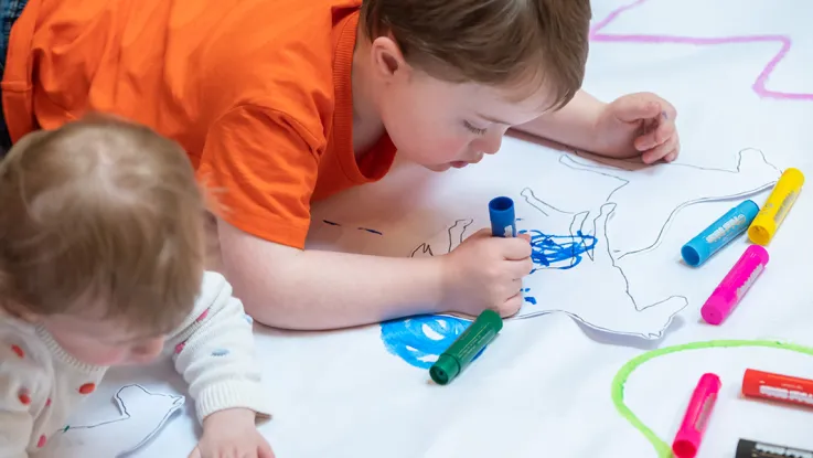 Children attending a craft workshop