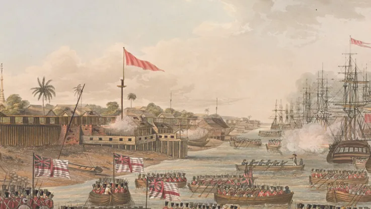 The British landing at Rangoon, 11 May 1824