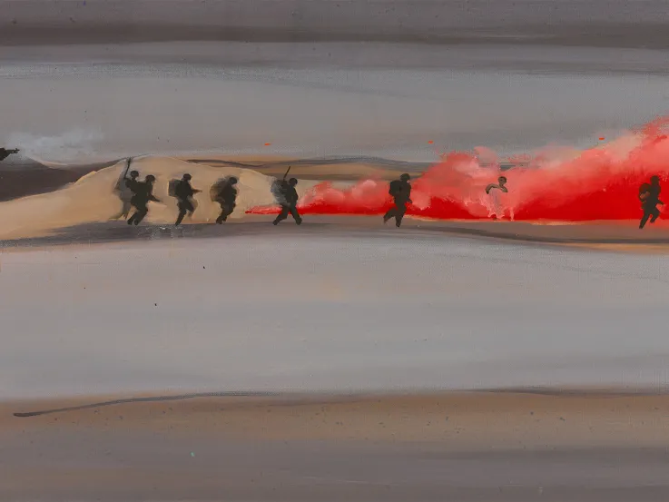 Battle, Afghanistan, 2010. Oil on linen by Jules George, 2010