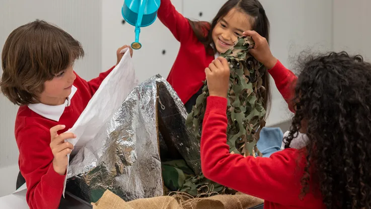 School children taking part in a weather workshop